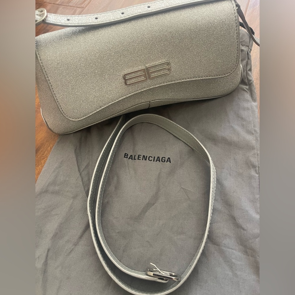 NWT. Glittery silver Balenciaga purse.